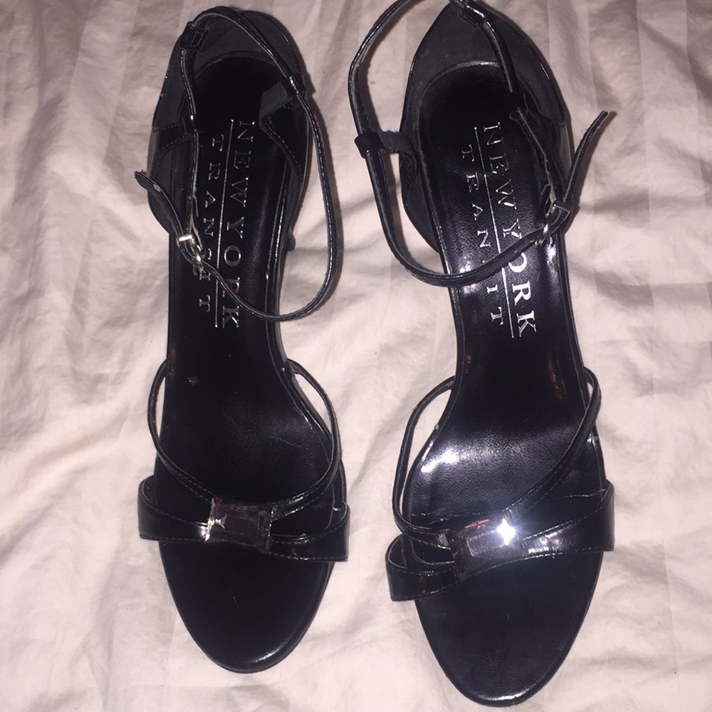 Jeweled black strappy heels